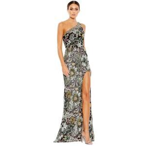Mac Duggal Asymmetric Cutout Back Floral Evening Gown Size 12 NWT